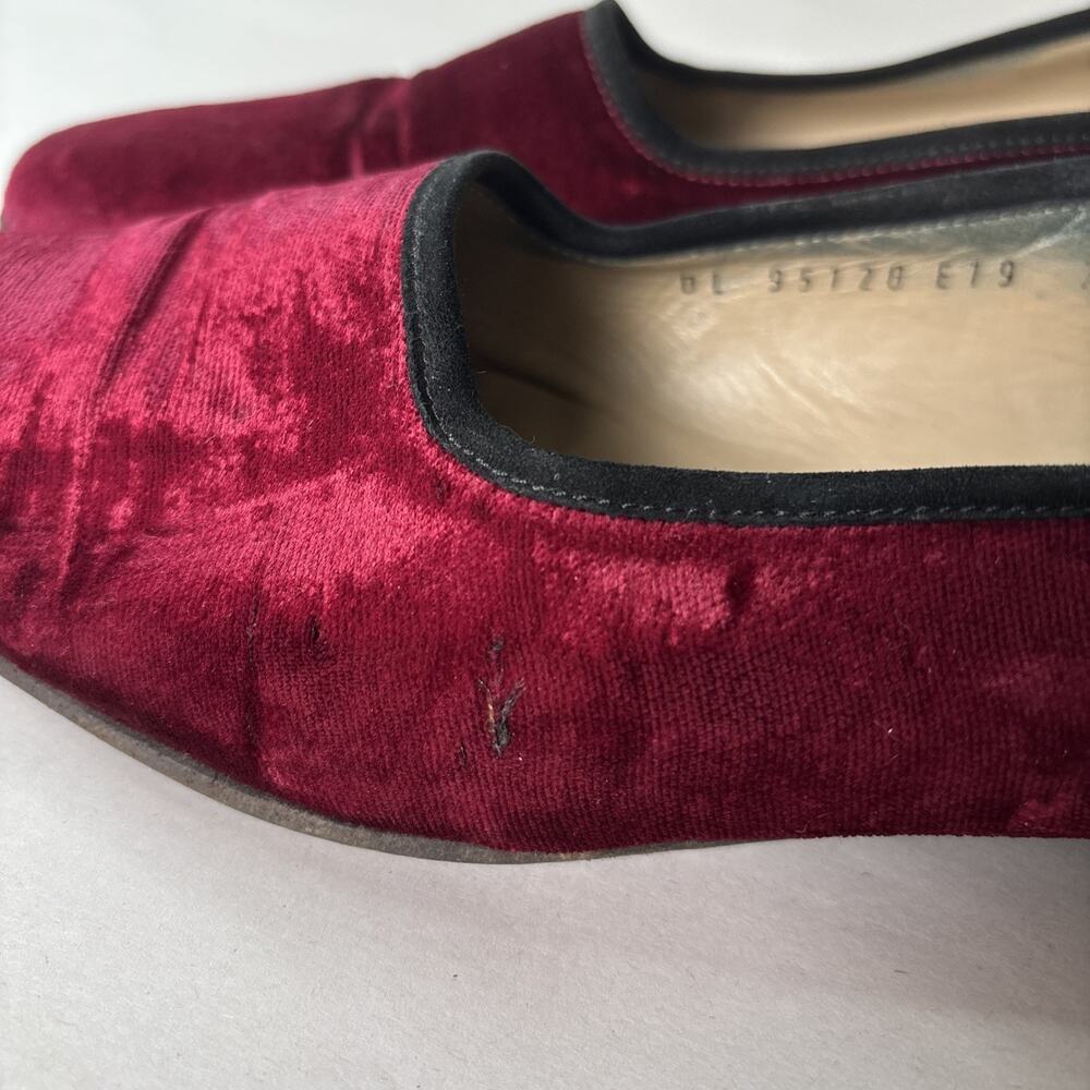Salvatore Ferragamo Womens‎ Red Velvet Loafers 7 Designer Dark Romantic Gothic - Picture 11 of 11
